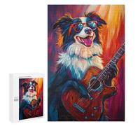 Rock Star Dog Guitar Painting -1 Puzzle 1000 Pièces Educa Jouet en Bois Cadeau Unique Décoration Intérieure Jeu Éducatif Challenge Toy Adultes Et Enfants À Partir De 14 Ans 1000 PCS