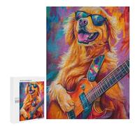 Rock Star Golden Retriever Guitar Puzzle 500 Pièces Educa Jouet en Bois Cadeau Unique Décoration Intérieure Jeu Éducatif Challenge Toy Adultes Et Enfants À Partir De 14 Ans 500 PCS