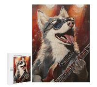 Rock Star Husky Guitar Painting -3 Puzzle 1000 Pièces Educa Jouet en Bois Cadeau Unique Décoration Intérieure Jeu Éducatif Challenge Toy Adultes Et Enfants À Partir De 14 Ans 500 PCS
