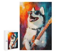 Rock Star Husky Guitar Painting -4 Puzzle 1000 Pièces Educa Jouet en Bois Cadeau Unique Décoration Intérieure Jeu Éducatif Challenge Toy Adultes Et Enfants À Partir De 14 Ans 1000 PCS