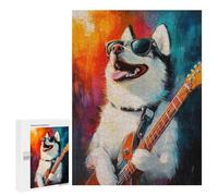 Rock Star Husky Guitar Painting -4 Puzzle 500 Pièces Educa Jouet en Bois Cadeau Unique Décoration Intérieure Jeu Éducatif Challenge Toy Adultes Et Enfants À Partir De 14 Ans 500 PCS