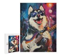 Rock Star Husky Guitar Painting Puzzle 500 Pièces Educa Jouet en Bois Cadeau Unique Décoration Intérieure Jeu Éducatif Challenge Toy Adultes Et Enfants À Partir De 14 Ans 500 PCS