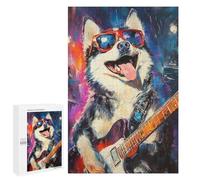 Rock Star Husky Guitar Puzzle 1000 Pièces Educa Jouet en Bois Cadeau Unique Décoration Intérieure Jeu Éducatif Challenge Toy Adultes Et Enfants À Partir De 14 Ans 1000 PCS