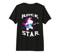 Rock Star Licorne Drôle Guitare Musique Rétro Humour T-Shirt Haut de Gamme