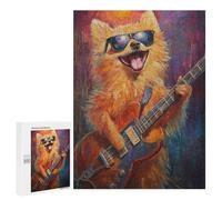 Rock Star Pomeranian Guitar Painting Puzzle 1000 Pièces Educa Jouet en Bois Cadeau Unique Décoration Intérieure Jeu Éducatif Challenge Toy Adultes Et Enfants À Partir De 14 Ans 500 PCS