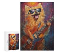 Rock Star Pomeranian Guitar Painting Puzzle 1000 Pièces Educa Jouet en Bois Cadeau Unique Décoration Intérieure Jeu Éducatif Challenge Toy Adultes Et Enfants À Partir De 14 Ans 300 PCS