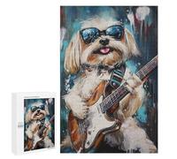 Rock Star Pooch Cool Dog Playing Guitar -1 Puzzle 1000 Pièces Educa Jouet en Bois Cadeau Unique Décoration Intérieure Jeu Éducatif Challenge Toy Adultes Et Enfants À Partir De 14 Ans 1000 PCS