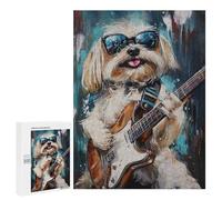 Rock Star Pup Cool Dog Playing Guitar -1 Puzzle 1000 Pièces Educa Jouet en Bois Cadeau Unique Décoration Intérieure Jeu Éducatif Challenge Toy Adultes Et Enfants À Partir De 14 Ans 500 PCS