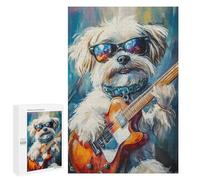 Rock Star Pup with Guitar -10 Puzzle 1000 Pièces Educa Jouet en Bois Cadeau Unique Décoration Intérieure Jeu Éducatif Challenge Toy Adultes Et Enfants À Partir De 14 Ans 1000 PCS