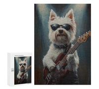 Rock Star Pup with Guitar -12 Puzzle 1000 Pièces Educa Jouet en Bois Cadeau Unique Décoration Intérieure Jeu Éducatif Challenge Toy Adultes Et Enfants À Partir De 14 Ans 300 PCS