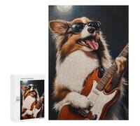 Rock Star Pup with Guitar -8 Puzzle 1000 Pièces Educa Jouet en Bois Cadeau Unique Décoration Intérieure Jeu Éducatif Challenge Toy Adultes Et Enfants À Partir De 14 Ans 300 PCS
