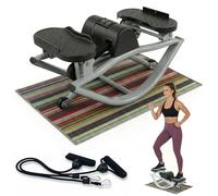 Rock Stepper avec Bandes de Résistance & Tapis Antidérapant - Mouvement Latéral 3D pour Hanches, Fessiers & Mobilité, Entraînement Cardio Faible Impact à Domicile(Noir)
