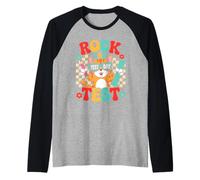 Rock The Test Day Motivational Cat Manche Raglan