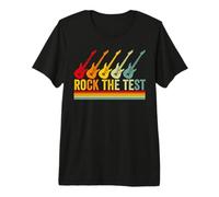 Rock The Test Guitar Teacher Test Day Teacher T-Shirt Haut de Gamme