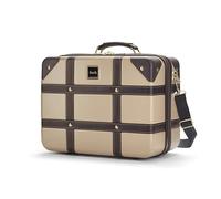 Rock Vanity vintage à coque rigide dorée - Bagage à main approuvé - Bandoulière amovible et poignée de valise - Fermetures éclair verrouillables - 29,5 x 37 x 19 cm 1,3 kg