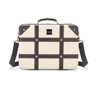 Rock Vanity vintage à coque rigide en crème - Bagages à main approuvés, bandoulière amovible et poignée de valise, fermetures éclair verrouillables - 29,5 x 37 x 19 cm 1,3 kg
