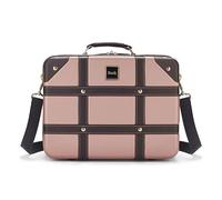 Rock Vanity vintage à coque rigide rose - Bagages à main approuvés, bandoulière amovible et poignée de valise, fermetures éclair verrouillables - 29,5 x 37 x 19 cm, 1,3 kg