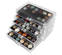 Rock Vitrine à 5 étages 90 compartiments pour ranger les minéraux, les petits objets de collection, cristaux fossiles, pierres précieuses, minéraux (23,5 x 13,5 x 17 cm)