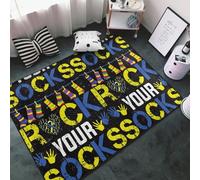 Rock Your Socks - Tapis doux lavable pour salon, chambre à coucher, tapis antidérapant 91 x 152 cm, décoration de chambre à coucher, esthétique