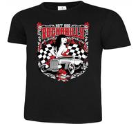 Rockabilly Hot Rod Racer Old School Pinup Babe Mens T-Shirt Tee Graphic Unisex Tee Shirt Black XXL