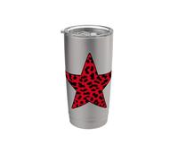 Rockabilly Pinup burlesque Motif rouge léopard Gobelet isotherme en acier inoxydable double paroi