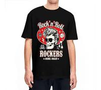 Rockabilly Rock and Roll Skull Red and Black Dice Rockers T Shirt Black M