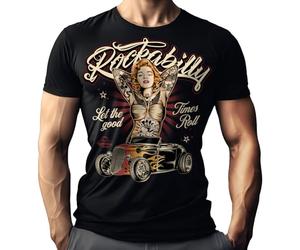 Rockabilly - T-shirt avec l'inscription "Let The Good Times Roll", Noir , Medium