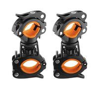 ROCKBROS 2pcs Support de Lampe de Poche Vélo Universel, Pince à Vélo de Lumière Avant Vélo, Support de Pompe Vélo, Rotation 360° Multi-Usage pour VTT Vélo de Route Trottinette, Noir Orange