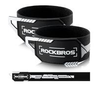 ROCKBROS Bande Réfléchissant Protection Ourlet Serre-Pantalon Brassard Vélo 34-50cm Réglable Scratch Élastique PVC Polyester Cyclisme Jogging Running Course Randonnée Fitness Noir Blanc*2