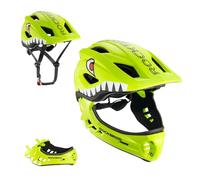 ROCKBROS Casque BMX d'enfant, Casques Intégral Vélo VTT, Casque Complet pour Garçon Fille Anti-Choc Menton Protection Détachable Vert Mat S