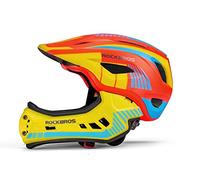 ROCKBROS Casque BMX d'enfant, Casques Intégral Vélo VTT, Casque Complet pour Garçon Fille Anti-Choc Menton Protection Détachable Ajustable avec CE Taille M