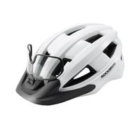ROCKBROS Casque de Vélo avec Bord Amovible, Casque de Cyclisme avec Lunette Photochromique Maille Anti-Insectes Respirant pour Adultes VTT VTC Vélo Route Protection Tête Taille 55-61 cm Blanc