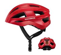 ROCKBROS Casque de Vélo avec Éclairage LED, Casque de Cyclisme Maille Anti-Insectes Respirant Léger pour Hommes Femmes Adultes VTT VTC Vélo Route Protection Tête Taille Réglable 55-60cm Rouge