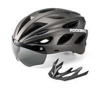 ROCKBROS Casque VTT Homme, Léger avec Visière Amovible et Lunettes Magnétiques, Réglable pour Adulte Unisexe, pour Cyclisme Vélo Route Trottinette, Titane XL 58-65cm