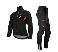 ROCKBROS Ensemble Cyclisme + Pantalon Vélo Hiver Imperméable Coupe-Vent Thermique Polaire Réfléchissant Veste Homme Femme Respirant pour Cyclisme & Plein Air Noir M-4XL
