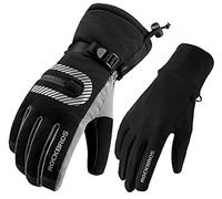 ROCKBROS Gants Combinaison Chaud 2 en 1 Hiver Automne Homme Femme 2 Paires Écran Tactile Gants de Ski Polaire Antidérapant Sport Plein Air Snowboard Vélo Course Escalade -20℃ Noir Gris M-2XL