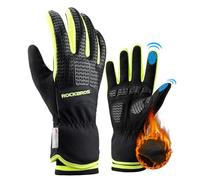 ROCKBROS Gants de Cyclisme Chaud d’Hiver, Gants d’Hiver Thermiques Rembourrés pour Extérieurs, Gants Chauds Coupe-Vent Eran Tactile Réfléchissants pour VTT Vélo Route Scooter Ski, L