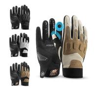 ROCKBROS Gants de Cyclisme, Gants à Écran Tactile pour Hommes, Gants d’extérieur Coupe-Vent Antidérapants Poignet Allongé pour Cyclisme Running Randonnée, Blanc Marron M