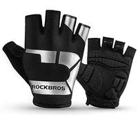 ROCKBROS Gants Demi-Doigts VTT Homme Anti-Choc Anti-dérapant Réfléchissant Respirant Printemps Été Automne 10 SBR Coussinets Cyclisme Fitness Patin à roulettes Planches à roulettes Noir M-2XL