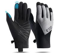 ROCKBROS Gants Hiver Longs Doigts Polaire Souple Écran Tactile Gants de Cyclisme Coupe-Vent Gants de Sport Thermique Contre Froid Confortable Antidérapant Homme Femme Noir Gris S-2XL