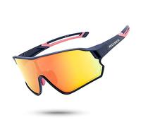 ROCKBROS Lunettes de Cyclismes Polarisées Lunette de Soleil Vélo VTT Running Pêche 100% Unti-UV Bleu Orange Homme Femme