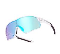 ROCKBROS Lunettes de Soleil pour Enfants Polarisées, Lunettes de Cyclisme Garçon et Fille UV400, TR90 Léger Protection pour Sport Cyclisme Running Course à Pied, Cadre Blanc (point noir)