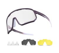 ROCKBROS Lunettes Soleil Photochromiques & Anti-buée avec 2 Lentilles Remplacement, Lunettes Cyclisme Anti-UV400 Plaquettes de Nez Amovibles Unisexe Vélo VTT Course Golf Sports Plein Air