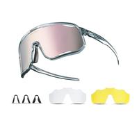 ROCKBROS Lunettes Soleil Polarisées Sport avec 2 Lentilles Remplacement, Cyclisme Lunettes Polarisées Anti-UV400 Plaquettes de Nez Amovibles Unisexe Vélo VTT Course Golf Sports de Plein Air