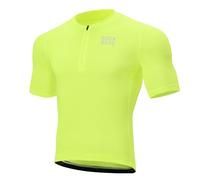 ROCKBROS Maillot Cyclisme Homme, T-Shirt Cyclliste Manches Courtes VTT, Séchage Rapide Réfléchissant Vélo T-Shirt avec 3 Poches Arrière pour Velo de Route Jaune L