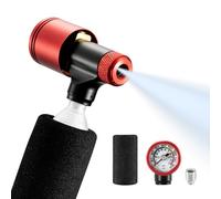 ROCKBROS Mini Tête de Pompe Vélo CO2 sans Cylindre avec Protecteur Éponge Manomètre Embout Gonfleur Pneu Compatible Valve Presta Schrader pour Vélo Course Route VTT CNC Alliage d'Aluminium Portable