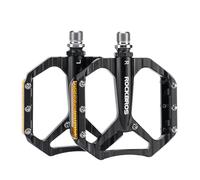 ROCKBROS Pédales de vélo avec broches antidérapantes, plate-forme large en aluminium avec réflecteurs, roulement à simple étanchéité, pédales plates de vélo durables de 9/16", universelles pour vélo