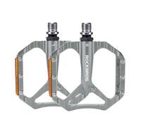 ROCKBROS Pédales de vélo avec broches antidérapantes, plate-forme large en aluminium avec réflecteurs, roulement à simple étanchéité, pédales plates de vélo durables de 9/16", universelles pour vélo