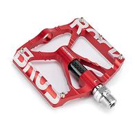 ROCKBROS Pédales Plates de Vélo Universelles Pédales Antidérapant à Plate-Forme Large pour VTT Vélo de Route en Aluminum Anti-Glissant Accessoires de Vélo Anti-Poussière Grande Surface Noir Rouge