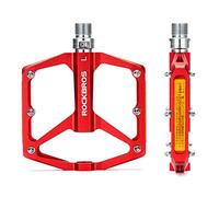 ROCKBROS Pédales VTT avec Réflecteurs Pédales Plate BMX Alliage d'Aluminium Pédales Légères Antidérapant 9/16 Pouces Vélo de Route Vélo de Course E-Bike Vélo Pliable Noir Rouge Bleu Titane (1 Paire)